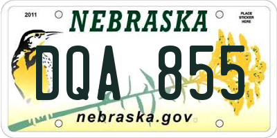 NE license plate DQA855