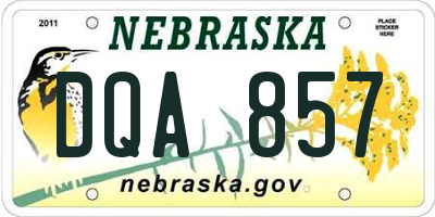 NE license plate DQA857