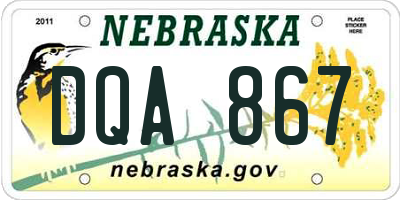 NE license plate DQA867