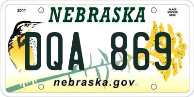 NE license plate DQA869