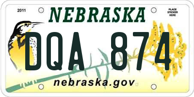 NE license plate DQA874