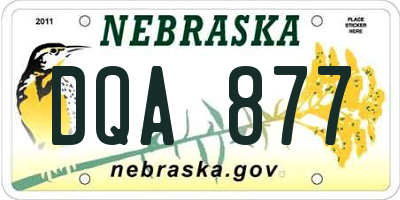NE license plate DQA877