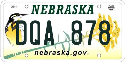 NE license plate DQA878