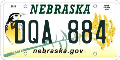 NE license plate DQA884
