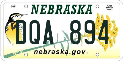 NE license plate DQA894