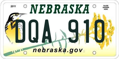 NE license plate DQA910
