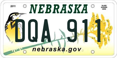 NE license plate DQA911