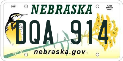 NE license plate DQA914