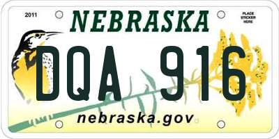 NE license plate DQA916