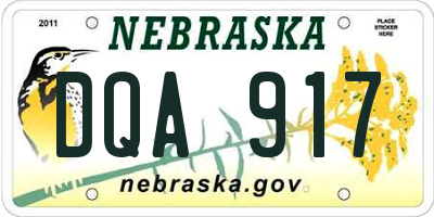 NE license plate DQA917