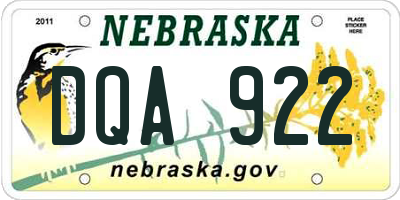 NE license plate DQA922