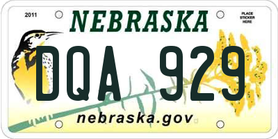 NE license plate DQA929