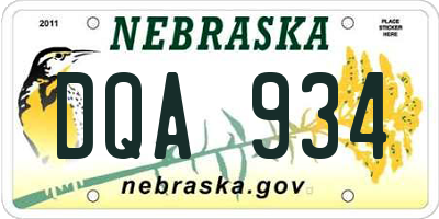 NE license plate DQA934