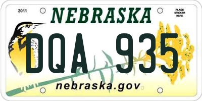 NE license plate DQA935