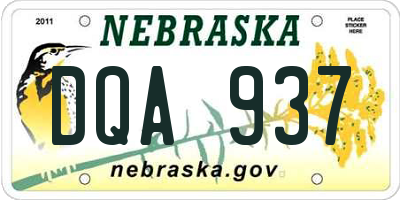 NE license plate DQA937