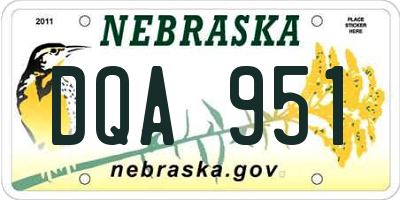 NE license plate DQA951