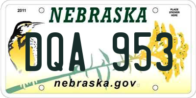NE license plate DQA953