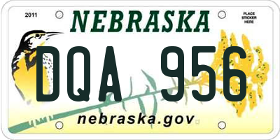 NE license plate DQA956
