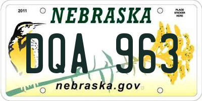 NE license plate DQA963