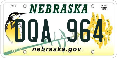 NE license plate DQA964