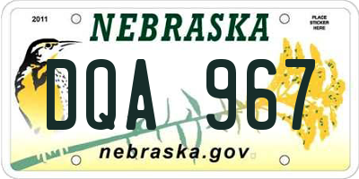 NE license plate DQA967