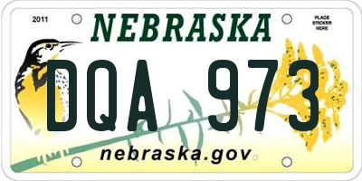 NE license plate DQA973