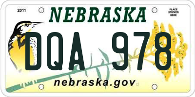 NE license plate DQA978