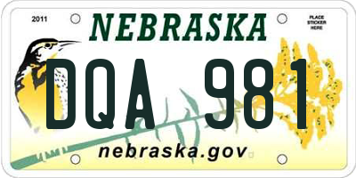 NE license plate DQA981