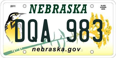 NE license plate DQA983