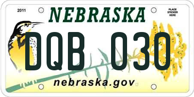 NE license plate DQB030
