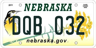 NE license plate DQB032