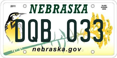 NE license plate DQB033