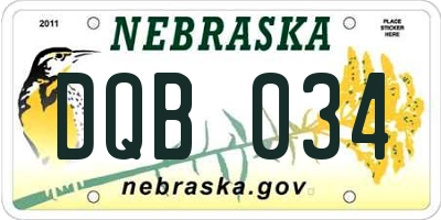NE license plate DQB034