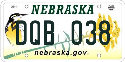 NE license plate DQB038