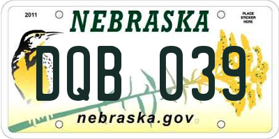 NE license plate DQB039