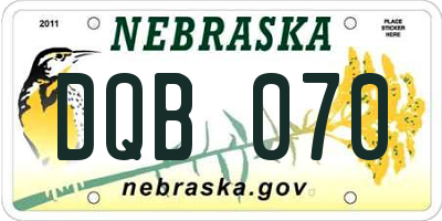 NE license plate DQB070