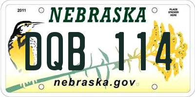 NE license plate DQB114