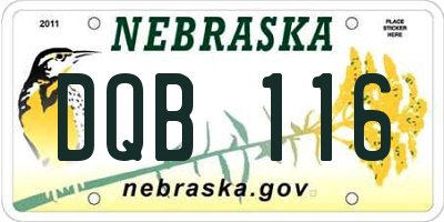 NE license plate DQB116