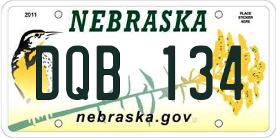 NE license plate DQB134