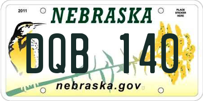 NE license plate DQB140