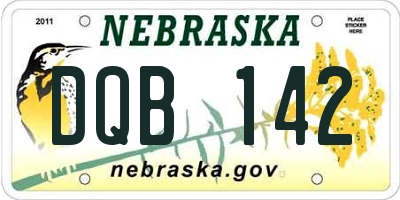 NE license plate DQB142