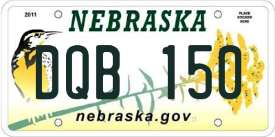 NE license plate DQB150