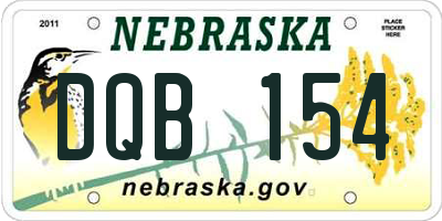 NE license plate DQB154