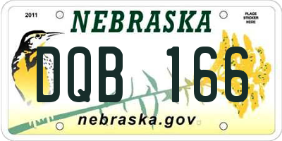 NE license plate DQB166