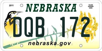 NE license plate DQB172