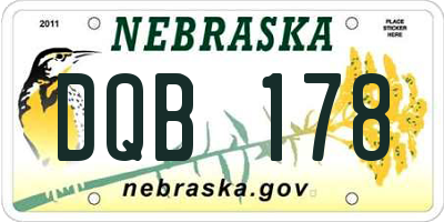 NE license plate DQB178
