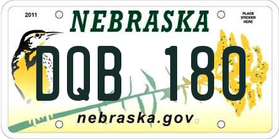 NE license plate DQB180