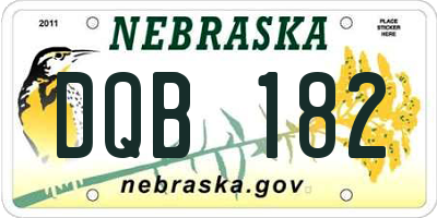 NE license plate DQB182