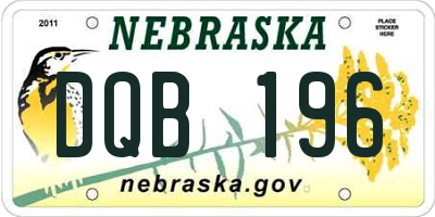 NE license plate DQB196