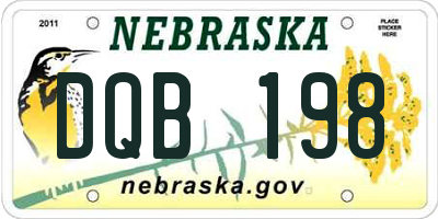 NE license plate DQB198